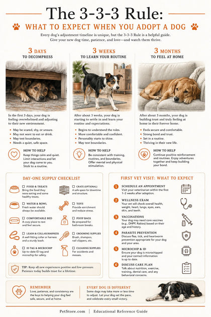 The 3-3-3 Rule: What to Expect When You Adopt a Dog — PetStore.com Educational Infographic