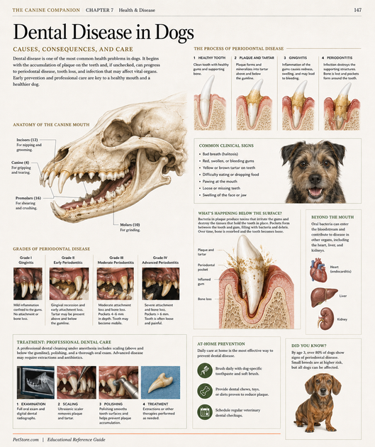 Dental Disease in Dogs: Causes, Consequences, and Care infographic