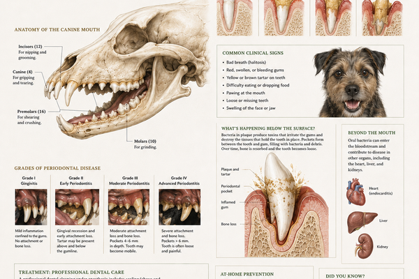 Dental Disease in Dogs: Causes, Consequences, and Care infographic