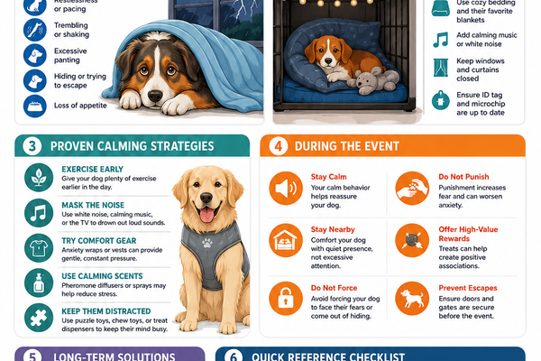 How to Handle Dog Anxiety During Fireworks and Storms — petstore.com infographic