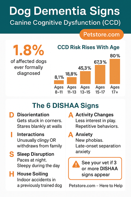 Dog Dementia DISHAA Signs Infographic — petstore.com