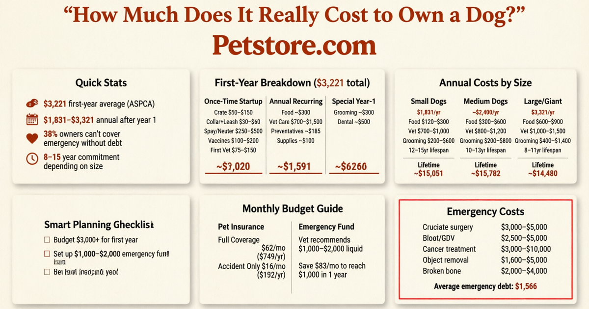 How Much Does It Really Cost to Own a Dog? — Cost Breakdown Infographic | Petstore.com