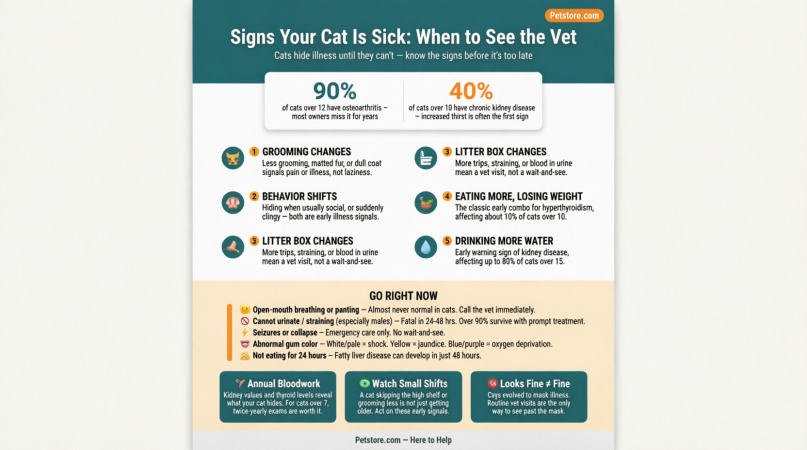 Signs Your Cat Is Sick: When to See the Vet — petstore.com infographic
