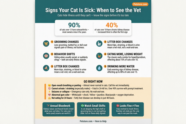 Signs Your Cat Is Sick: When to See the Vet — petstore.com infographic