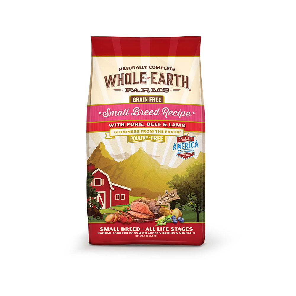 Whole Earth Farms Grain Free Small Breed Recipe with Pork Beef Lamb Dry Dog Food 4 lbs