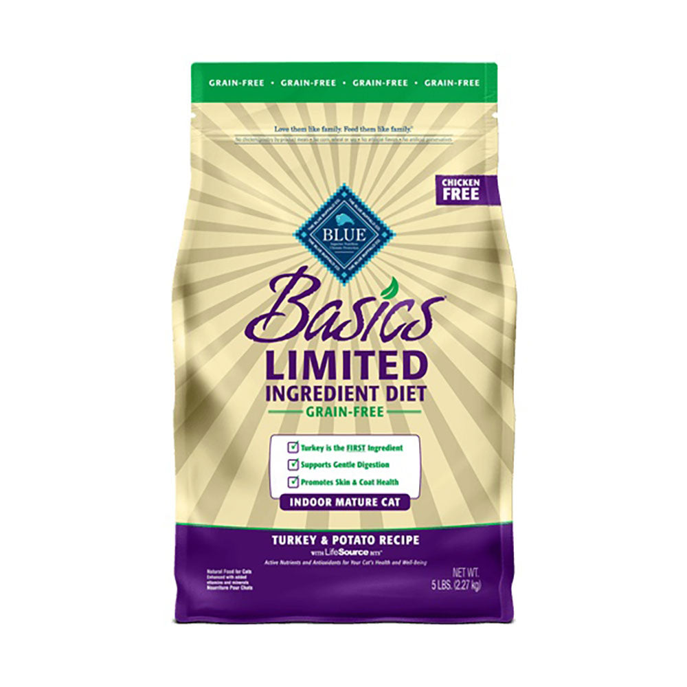 Blue Buffalo Basics Limited Ingredient Grain-Free Turkey & Potato Indoor Adult Dry Cat Food, 5-lb