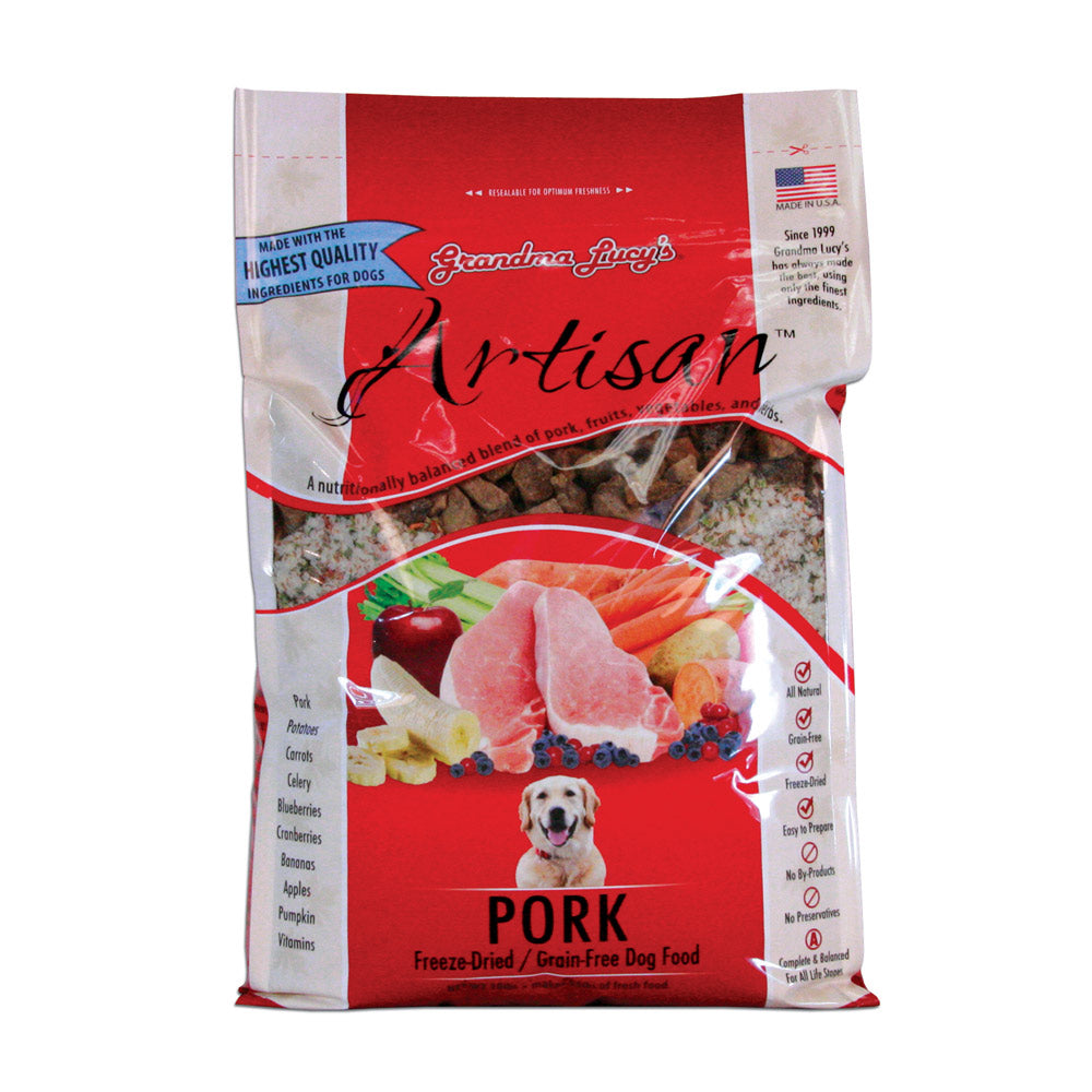 Grandma Lucy's Artisan Grain-Free Pork Freeze-Dried Dog Food, 10-lb